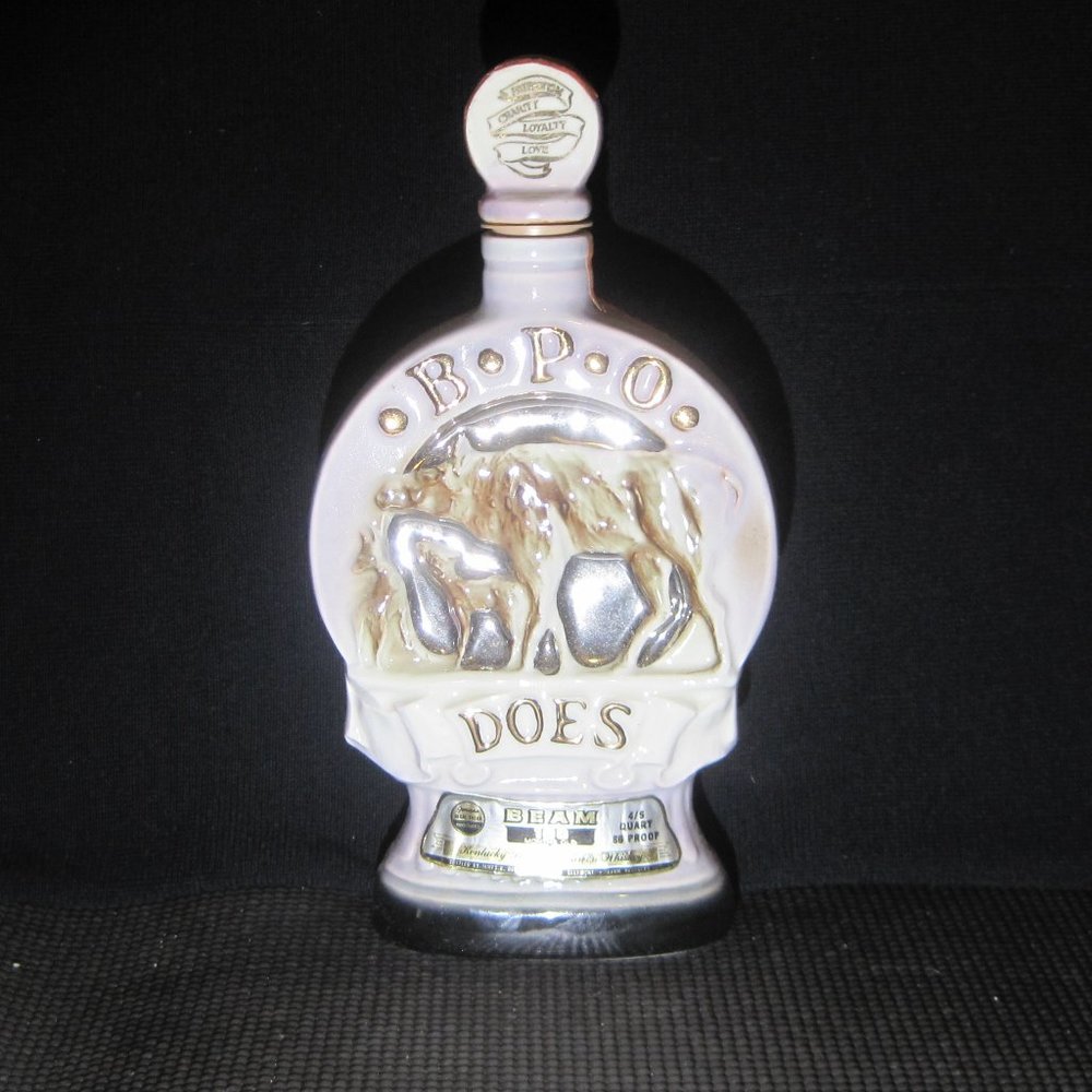 Vintage Jim Beam whiskey bottle decanter B.P.O the Does 50th anniversary 1971